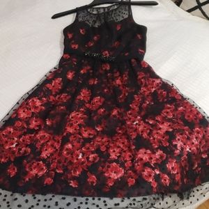 Red and black cocktail dress